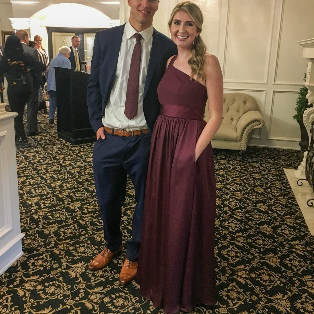 White by Vera Wang One Shoulder Bridesmaid Dress in Wine